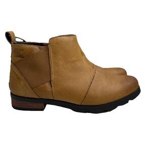 Sorel Women's Emelie Chelsea Boot Waterproof Light Leather Brown size 10.5 Women
